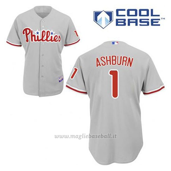 Maglia Baseball Uomo Philadelphia Phillies Richie Ashburn 1 Grigio Cool Base